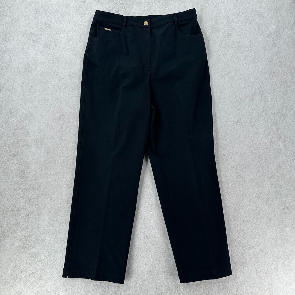 St. John Sport Marie‎ Gray Black Denim Stretch Jeans Size 8 Gold Hardware Ankle